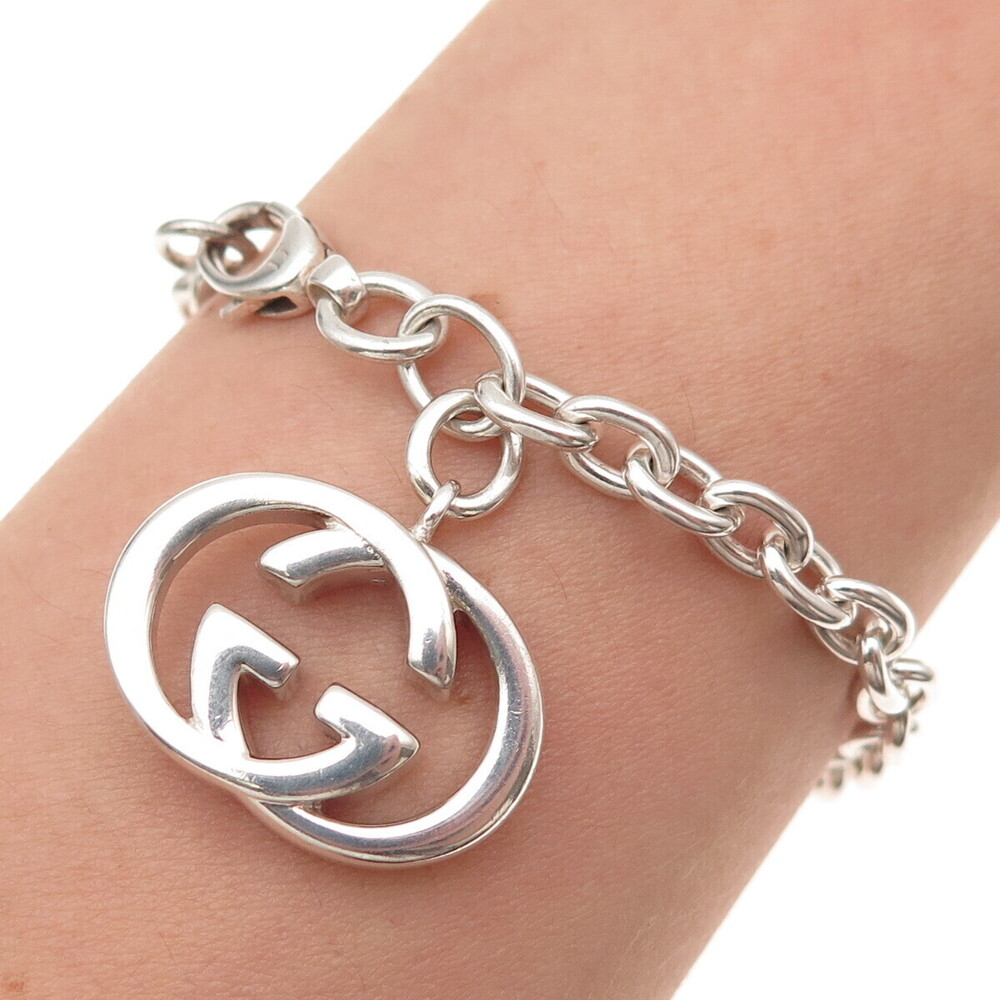 Gucci 925 Sterling Silver Vintage Interlocking G Cable Link Bracelet 7"